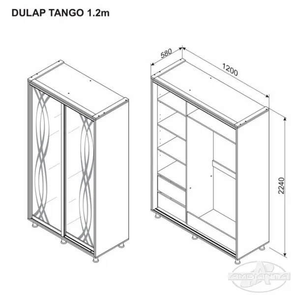 Dulap Ambianta Tango 120 x 58 x 224 / DSP / Grafit photo 3