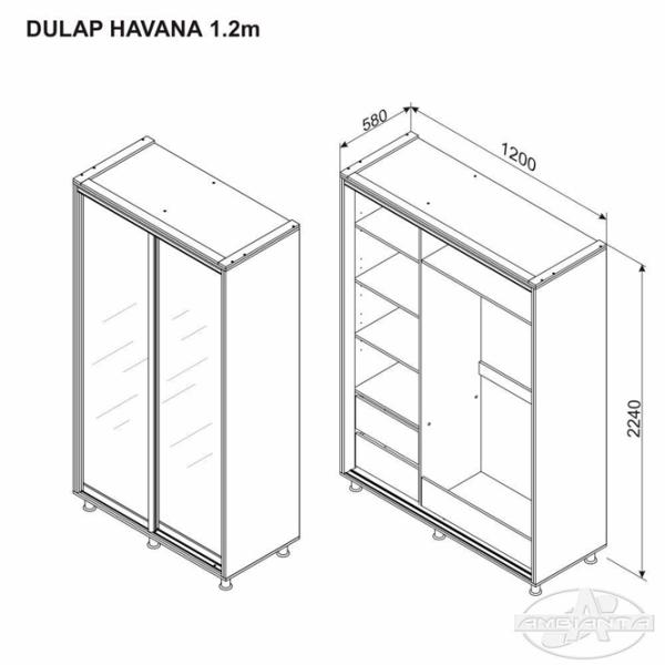 Dulap Ambianta Havana 120 x 58 x 224 / DSP / Stejar Sonoma photo 2