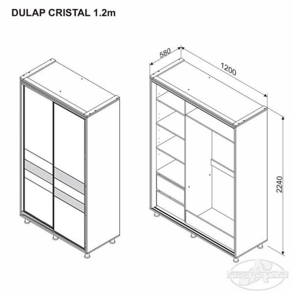 Dulap Ambianta Cristal 120 x 58 x 224 / DSP / Stejar Sonoma photo 3