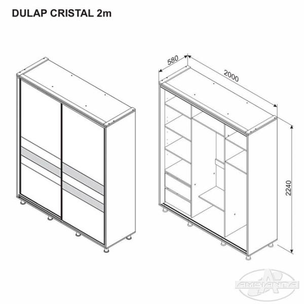 Dulap Ambianta Cristal 200 x 58 x 224 / DSP / Stejar Sonoma photo 2