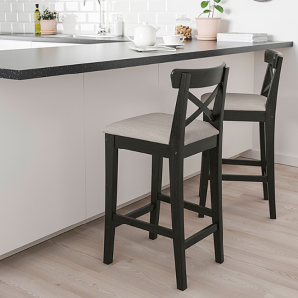 Барный стул Ikea Ingolf/Nolhaga  Ткань / Массив / Черный photo 3 Барный стул Ikea Ingolf/Nolhaga  Ткань / Массив / Черный photo 3