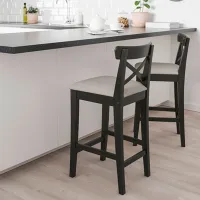 Барный стул Ikea Ingolf/Nolhaga Ткань / Массив / Черный photo 3