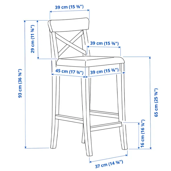 Барный стул Ikea Ingolf/Nolhaga  Ткань / Массив / Черный photo 6 Барный стул Ikea Ingolf/Nolhaga  Ткань / Массив / Черный photo 6