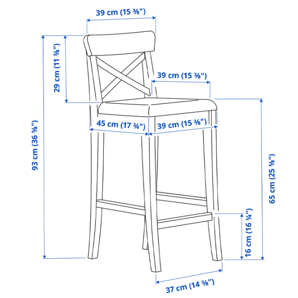 Барный стул Ikea Ingolf/Nolhaga  Ткань / Массив / Черный photo 6 Барный стул Ikea Ingolf/Nolhaga  Ткань / Массив / Черный photo 6