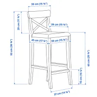 Барный стул Ikea Ingolf/Nolhaga Ткань / Массив / Черный photo 6