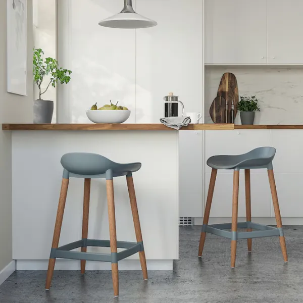 Scaun de bar Ikea Gronsta Plastic / Lemn / Beige photo 5