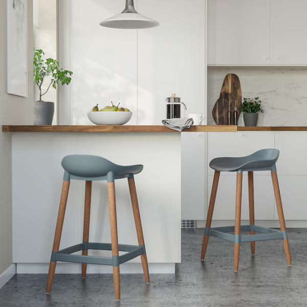 Scaun de bar Ikea Gronsta Plastic / Lemn / Beige photo 5