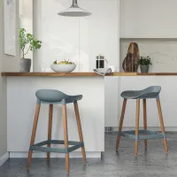 Scaun de bar Ikea Gronsta Plastic / Lemn / Beige photo 5