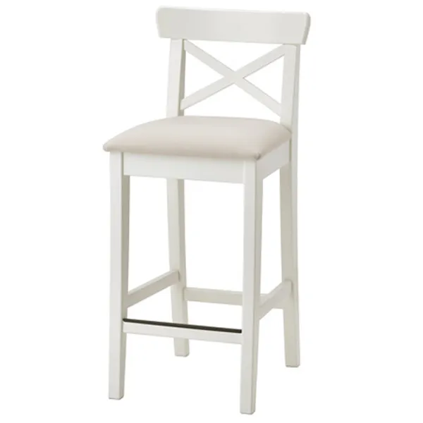 Барный стул Ikea Ingolf  Текстиль / Массив / Белый photo 1