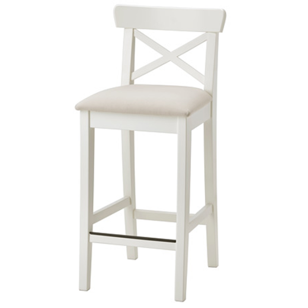 Барный стул Ikea Ingolf  Текстиль / Массив / Белый photo 1