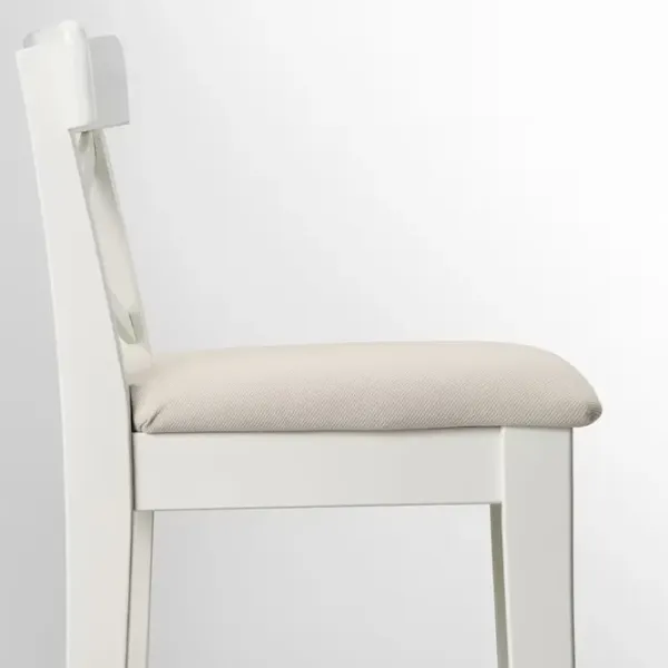 Барный стул Ikea Ingolf  Текстиль / Массив / Белый photo 2