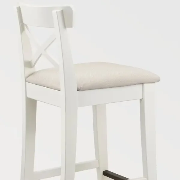 Барный стул Ikea Ingolf  Текстиль / Массив / Белый photo 3