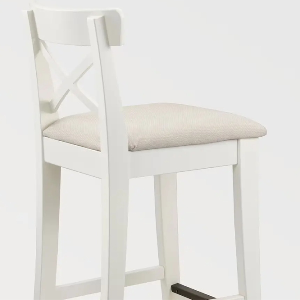 Барный стул Ikea Ingolf  Текстиль / Массив / Белый photo 3