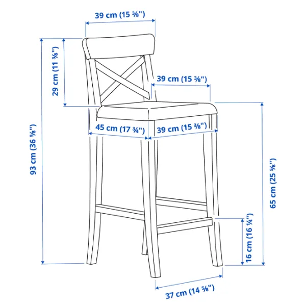 Барный стул Ikea Ingolf  Текстиль / Массив / Белый photo 4