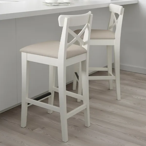 Барный стул Ikea Ingolf  Текстиль / Массив / Белый photo 5