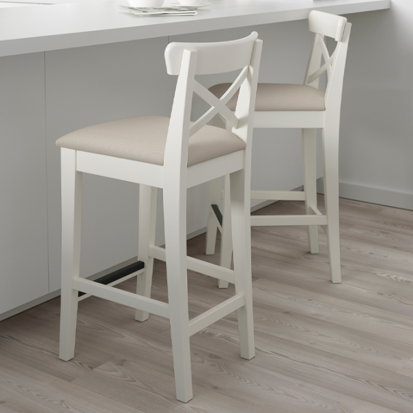 Барный стул Ikea Ingolf  Текстиль / Массив / Белый photo 5