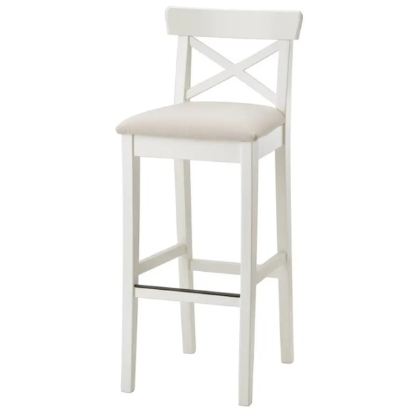 Scaun de bar Ikea Ingolf Textil / Masiv / White photo 1
