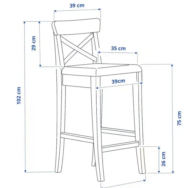 Scaun de bar Ikea Ingolf Textil / Masiv / White photo 2