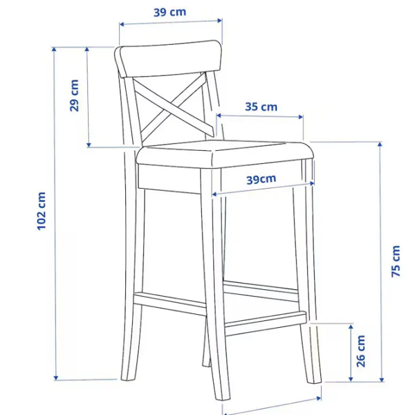 Scaun de bar Ikea Ingolf Textil / Masiv / White photo 2