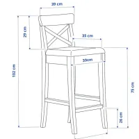 Барный стул Ikea Ingolf Текстиль / Массив / Белый photo 2