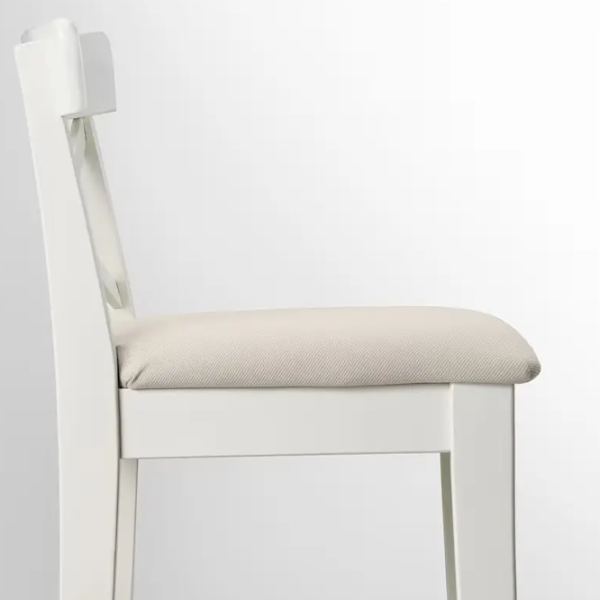 Scaun de bar Ikea Ingolf Textil / Masiv / White photo 3