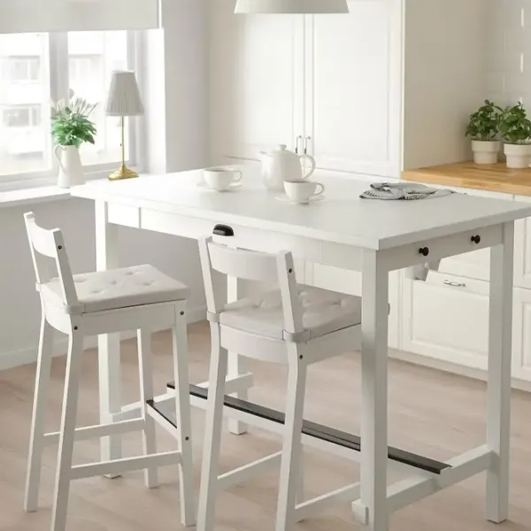Scaun de bar Ikea Nordviken Masiv / Masiv / White photo 3