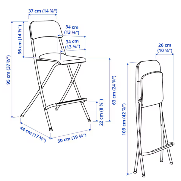 Scaun de bar Ikea Franklin Furnir / Metal / White photo 2