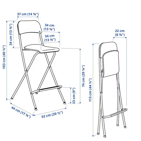 Барный стул Ikea Franklin Шпон / Металл / Черный photo 2