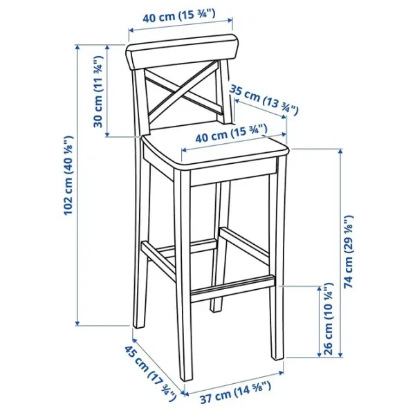 Барный стул Ikea Ingolf Массив / Массив / Белый photo 2 Барный стул Ikea Ingolf Массив / Массив / Белый photo 2