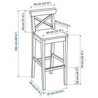 Scaun de bar Ikea Ingolf Masiv / Masiv / White photo 2