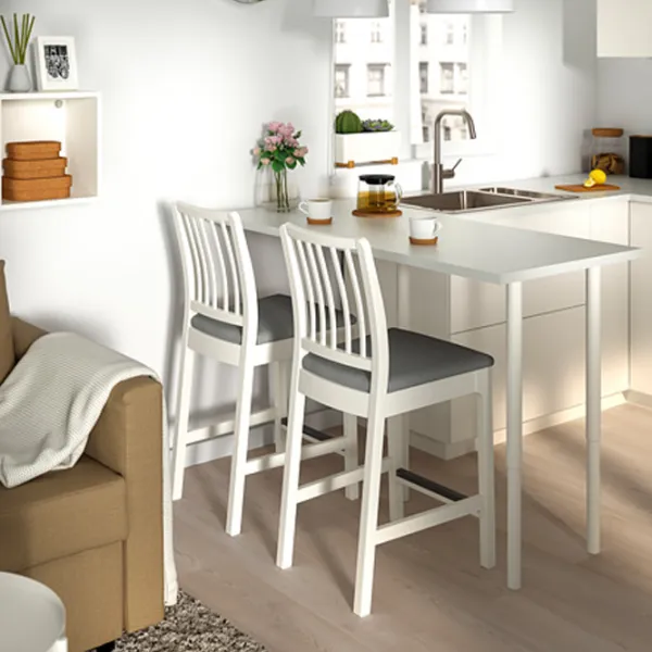 Scaun de bar Ikea Ekedalen Textil / Masiv / White photo 3