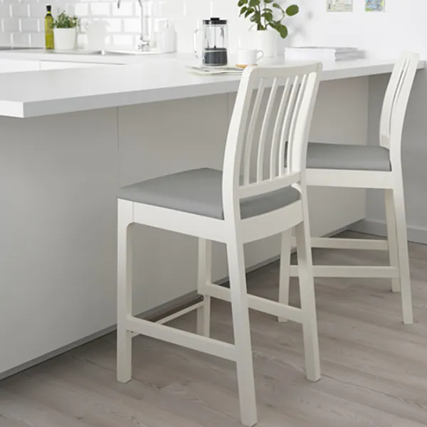 Scaun de bar Ikea Ekedalen Textil / Masiv / White photo 4