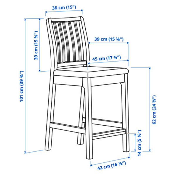 Scaun de bar Ikea Ekedalen Textil / Masiv / White photo 7
