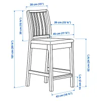 Scaun de bar Ikea Ekedalen Textil / Masiv / White photo 7