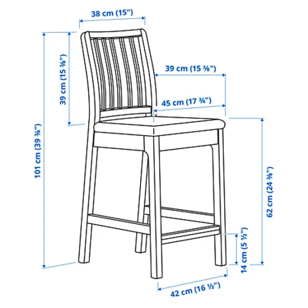 Scaun de bar Ikea Ekedalen Textil / Masiv / White photo 8