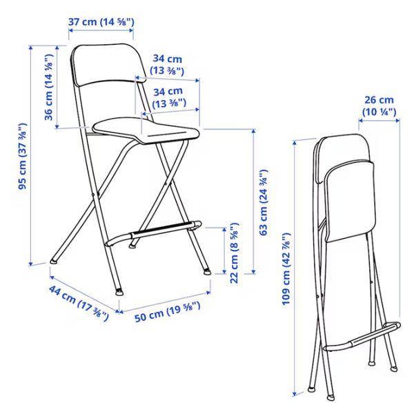 Барный стул Ikea Franklin Шпон / Металл / Белый photo 2