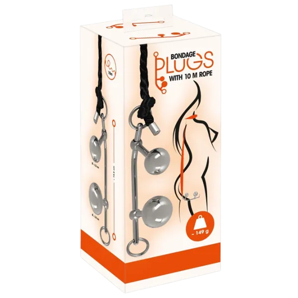 Вагинальные шарики You2Toys Bondage Plugs with 10m Rope (2шарика) Серебряный photo 5