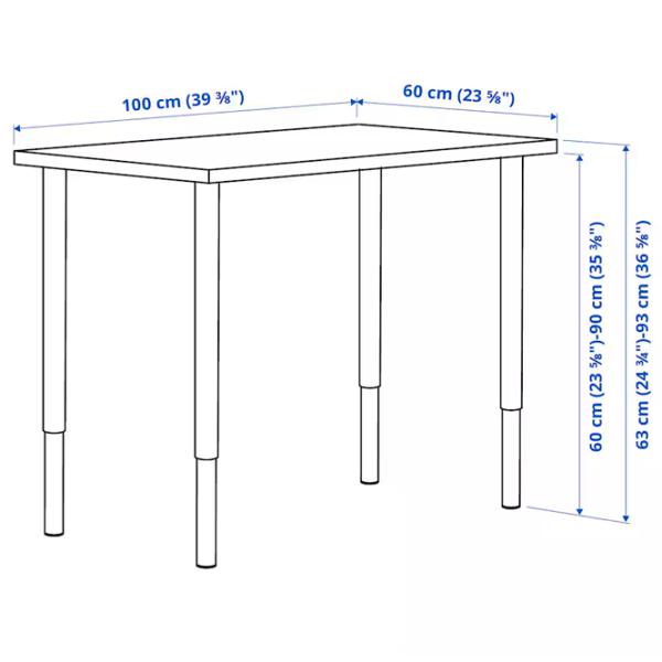 Masă de birou Ikea Linnmon/Olov PAL/ White photo 5