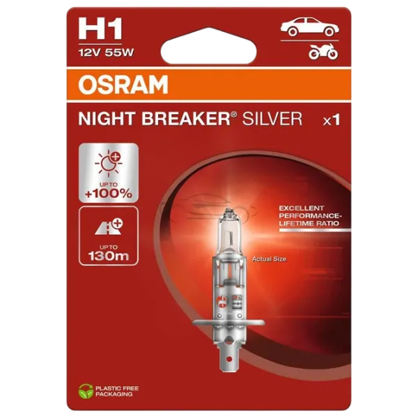 Автомобильная лампа Osram 64150NBS-1BL Галоген / H1 / P14.5s / 55 Вт /  photo 1 Автомобильная лампа Osram 64150NBS-1BL Галоген / H1 / P14.5s / 55 Вт /  photo 1
