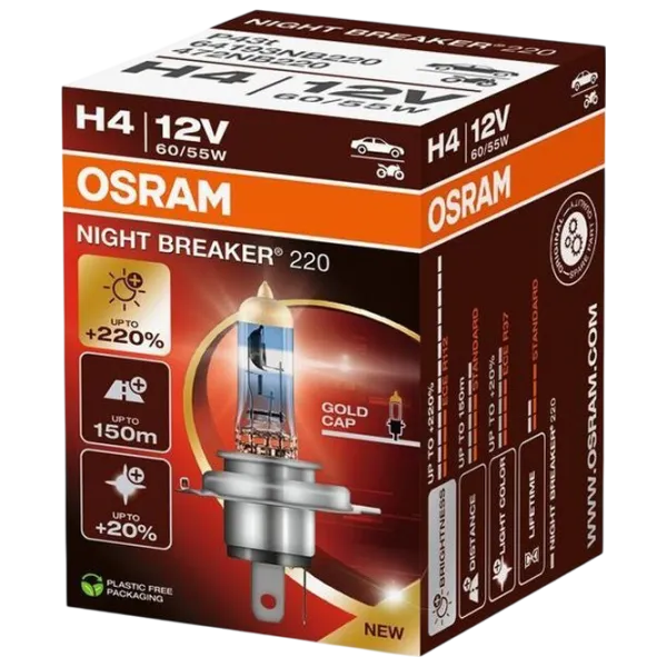 Автомобильная лампа Osram 64193NB220 Галоген / H4 / P43t / 60 - 55 Вт /  photo 1 Автомобильная лампа Osram 64193NB220 Галоген / H4 / P43t / 60 - 55 Вт /  photo 1