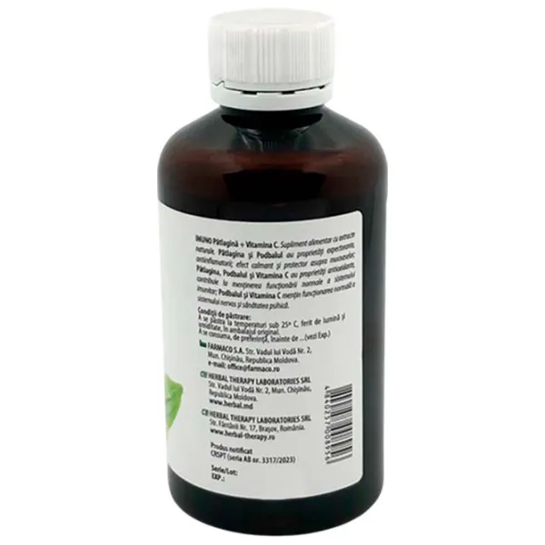 Sirop Herbal Therapy IMUNO Pătlagină + Vitamina C Volum (litri) - 0.2l photo 2 Sirop Herbal Therapy IMUNO Pătlagină + Vitamina C Volum (litri) - 0.2l photo 2