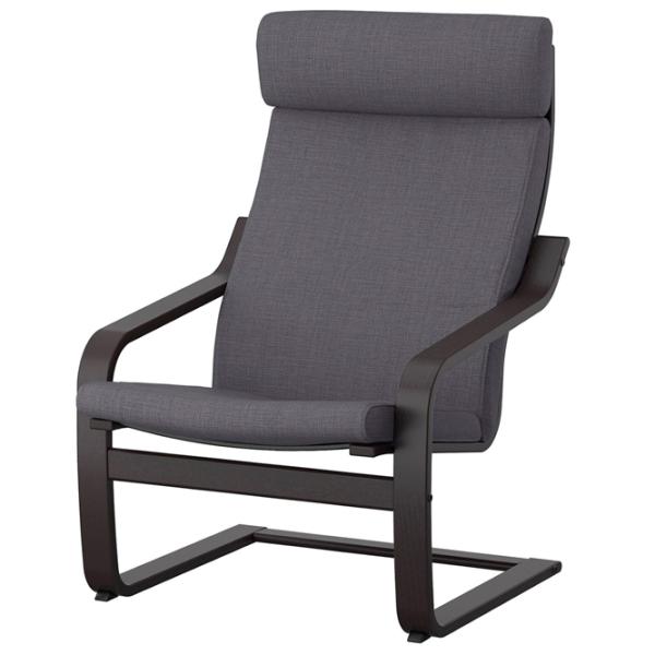 Кресло Ikea Poang Черный Тёмно-серый photo 1 Кресло Ikea Poang Черный Тёмно-серый photo 1