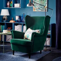 Кресло Ikea Strandmon/Djuparp Черный Тёмно-зелёный photo 3