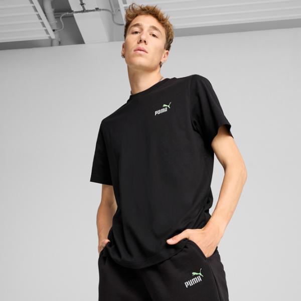 Tricou pentru bărbați Puma Ess 2 Color Small No. 1 Logo Tee 100% bumbac / Black photo 3