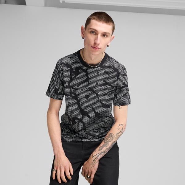 Футболка для мужчин Puma Ess Logo Lab All-Over Print 100% хлопок / Gray Black photo 3