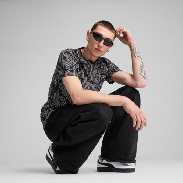 Футболка для мужчин Puma Ess Logo Lab All-Over Print 100% хлопок / Gray Black photo 4