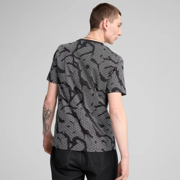 Футболка для мужчин Puma Ess Logo Lab All-Over Print 100% хлопок / Gray Black photo 5