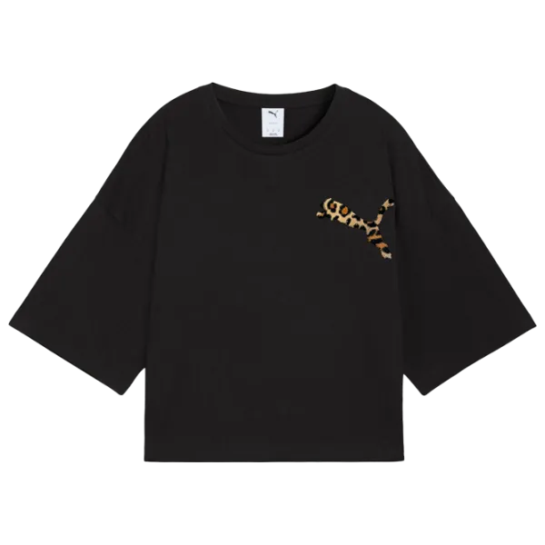 Футболка для женщин Puma Wardrobe Ess Leo Luxe Graphic Short 20% полиэстер / Черный photo 1 Футболка для женщин Puma Wardrobe Ess Leo Luxe Graphic Short 20% полиэстер / Черный photo 1