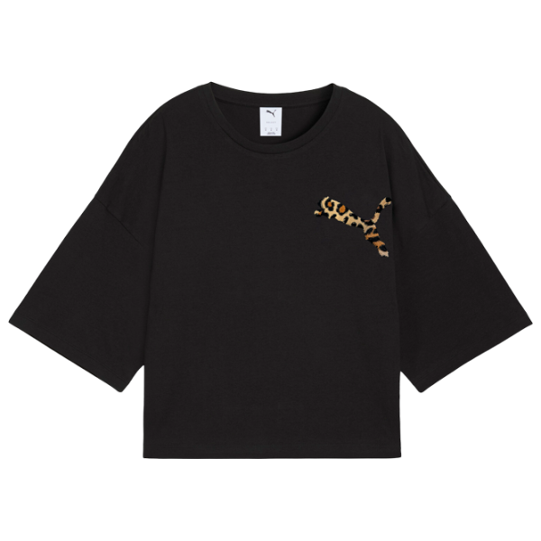 Футболка для женщин Puma Wardrobe Ess Leo Luxe Graphic Short 20% полиэстер / Черный photo 1 Футболка для женщин Puma Wardrobe Ess Leo Luxe Graphic Short 20% полиэстер / Черный photo 1