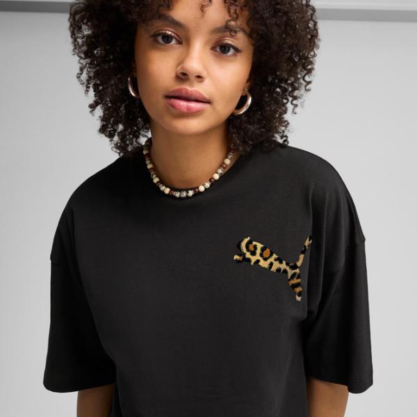 Tricou pentru femei Puma Wardrobe Ess Leo Luxe Graphic Short 20% poliester / Black photo 3